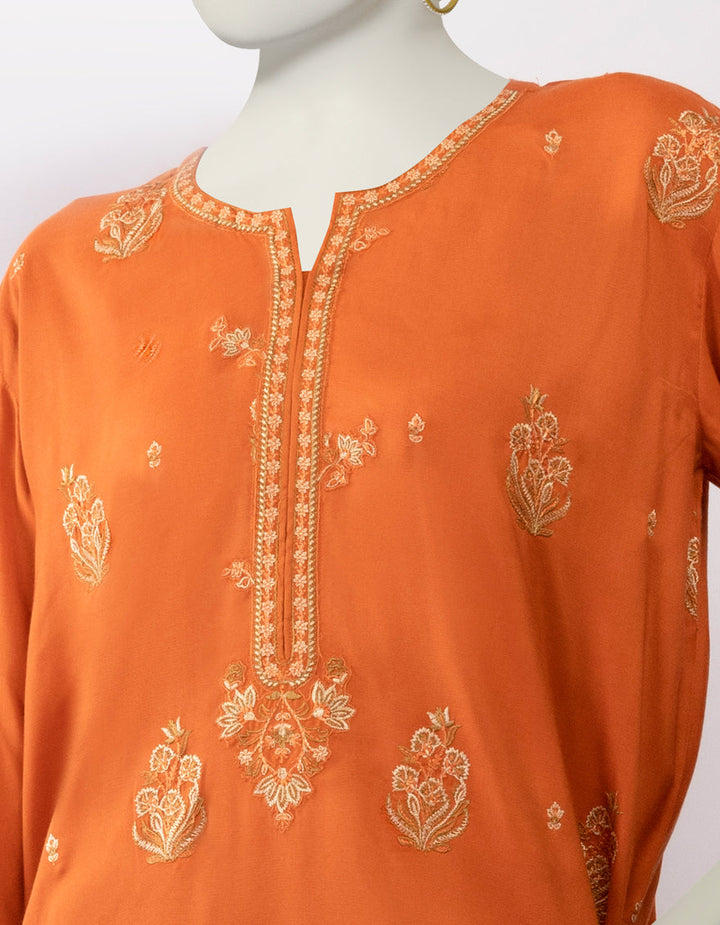 Silk Orange Kurti - J. Junaid Jamshed