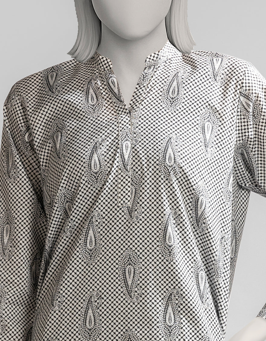 Dyed White Kurti - J. Junaid Jamshed