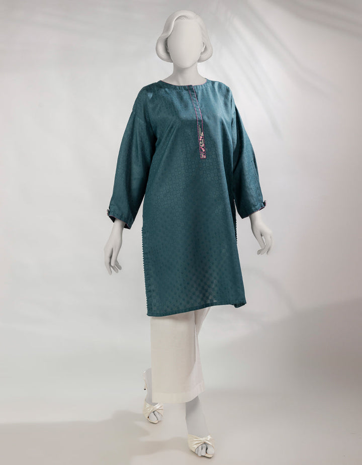 Dobby Green Kurti - J. Junaid Jamshed