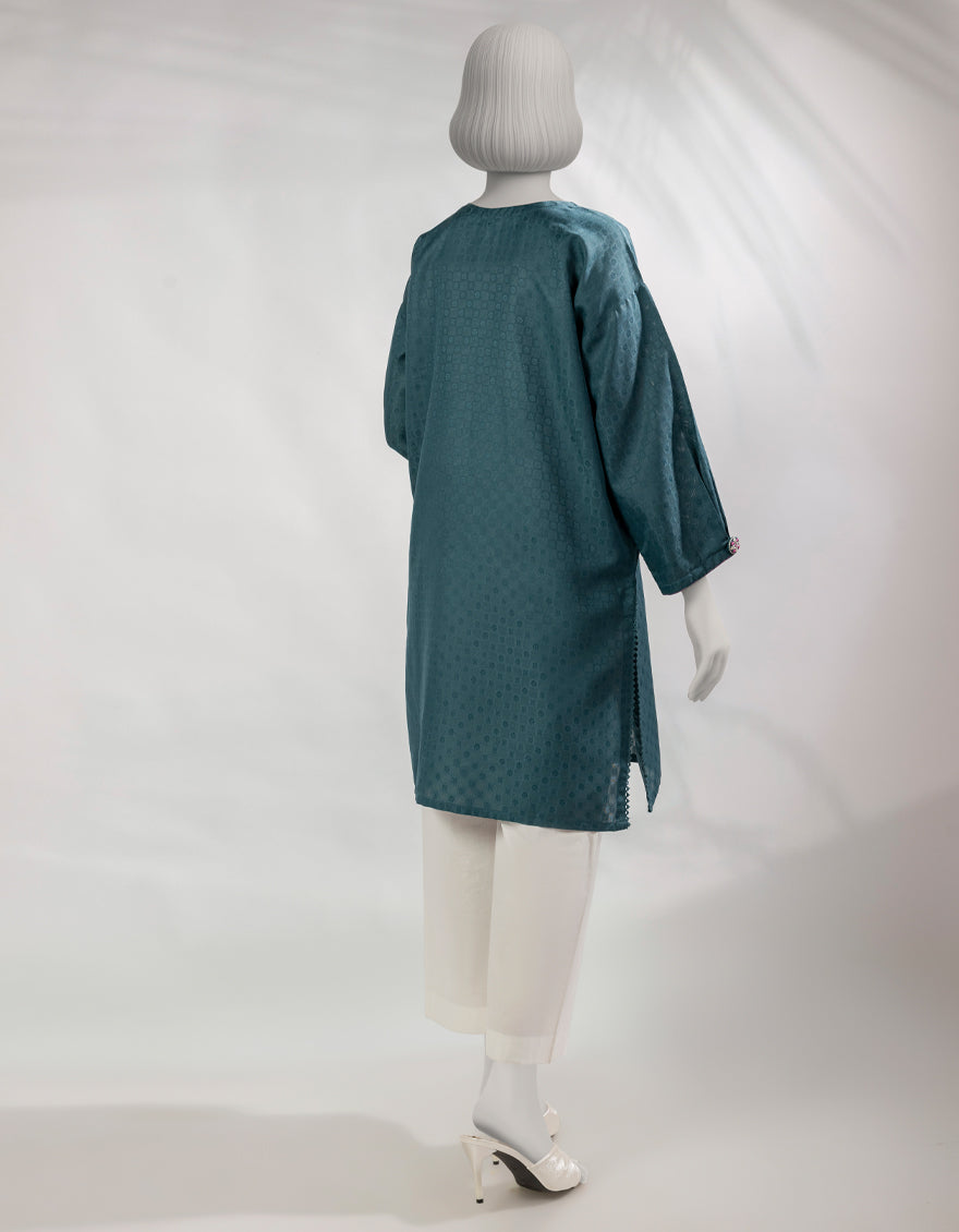 Dobby Green Kurti - J. Junaid Jamshed