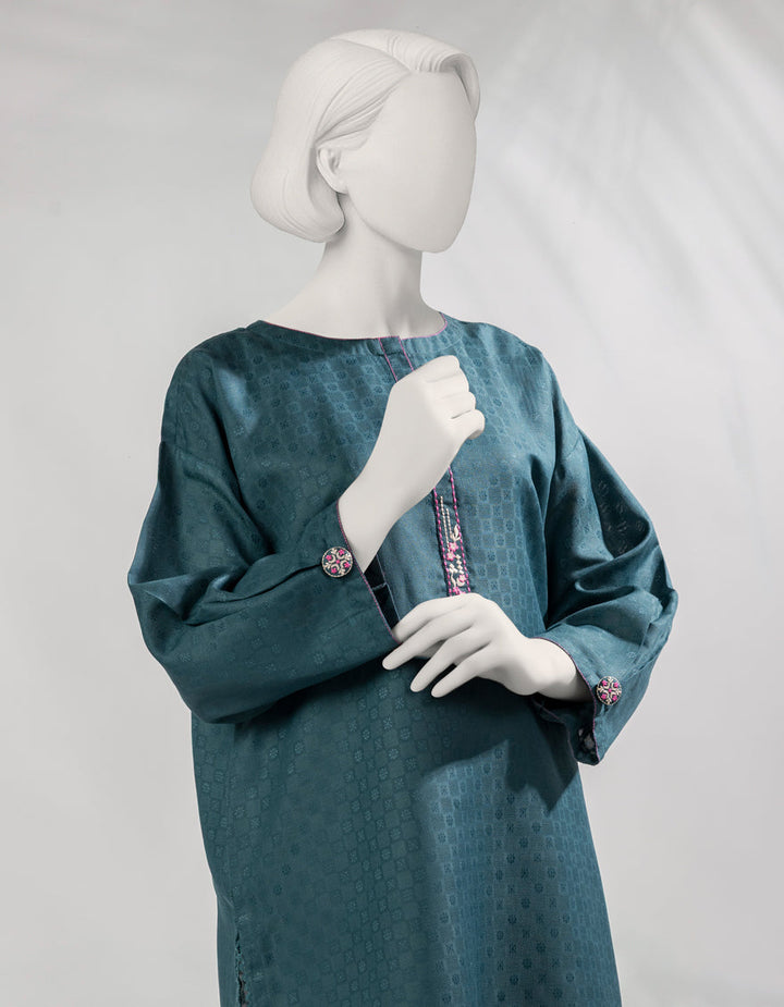 Dobby Green Kurti - J. Junaid Jamshed