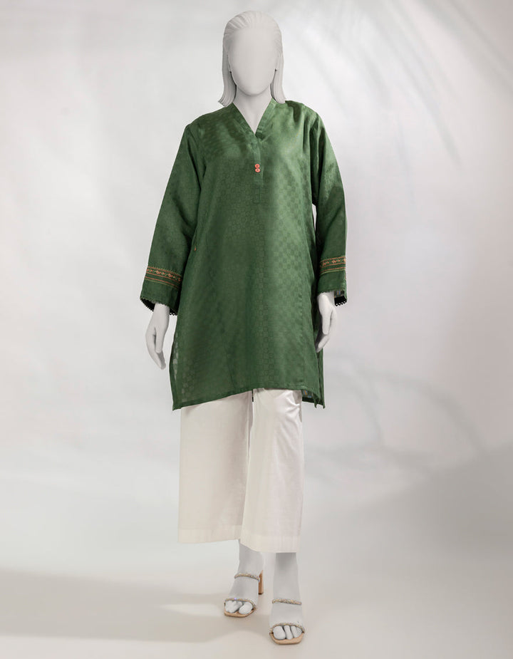 Dobby Green Kurti - J. Junaid Jamshed