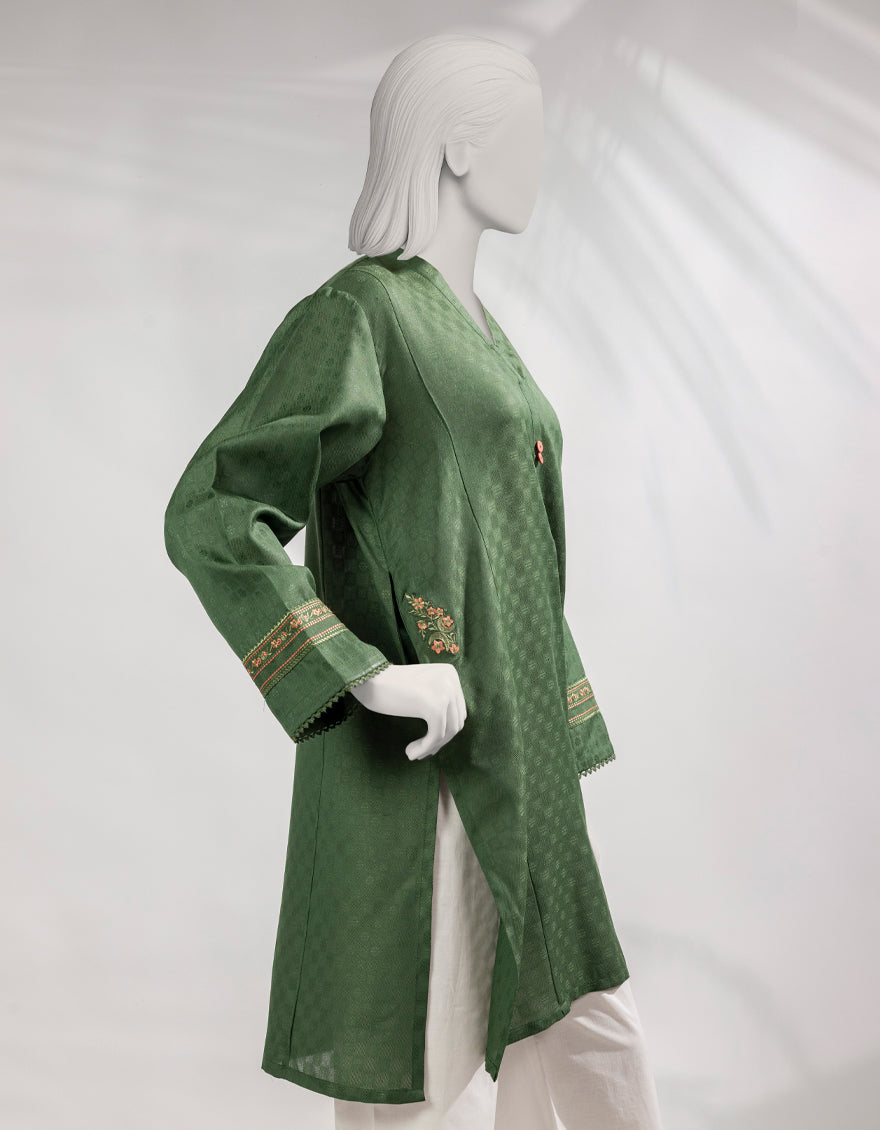 Dobby Green Kurti - J. Junaid Jamshed