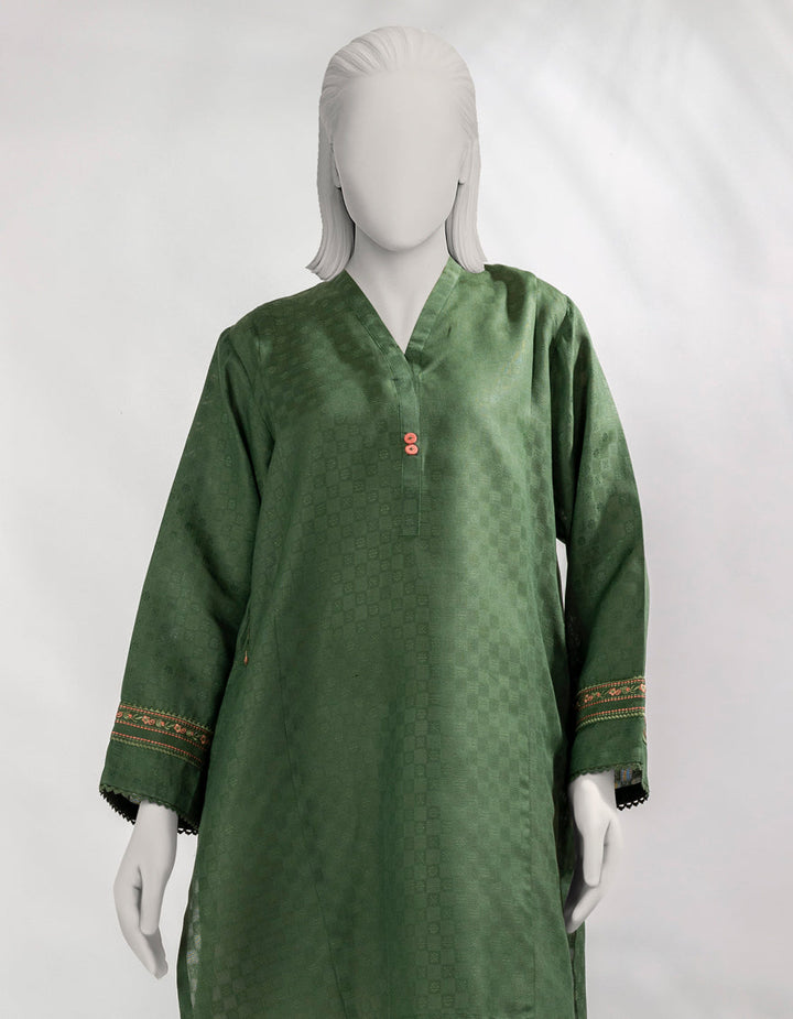 Dobby Green Kurti - J. Junaid Jamshed