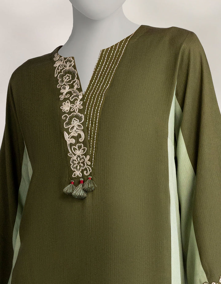 Pashmina Green Kurti - J. Junaid Jamshed