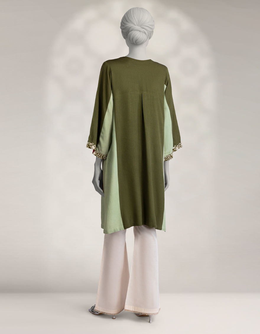 Pashmina Green Kurti - J. Junaid Jamshed