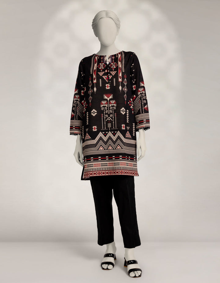 Khaddar Slub Black Kurti - J. Junaid Jamshed