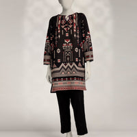 Khaddar Slub Black Kurti - J. Junaid Jamshed