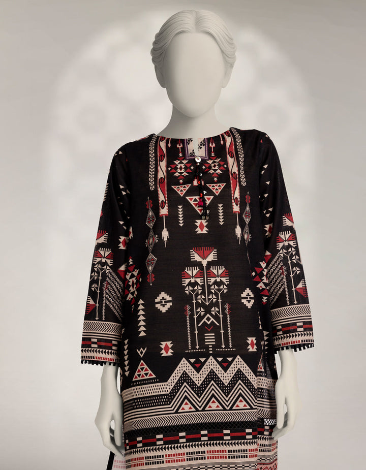 Khaddar Slub Black Kurti - J. Junaid Jamshed