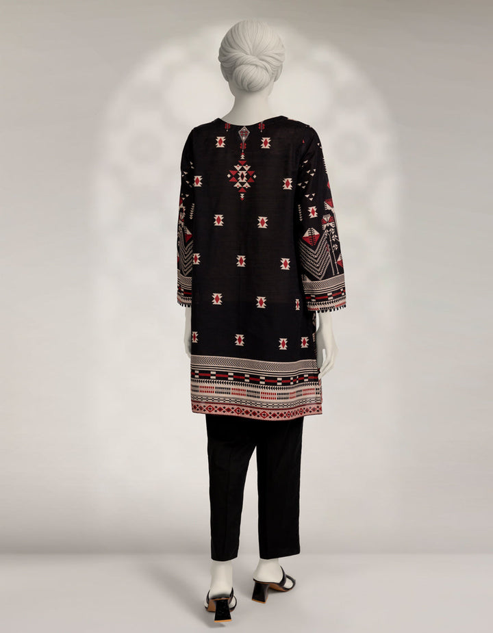 Khaddar Slub Black Kurti - J. Junaid Jamshed