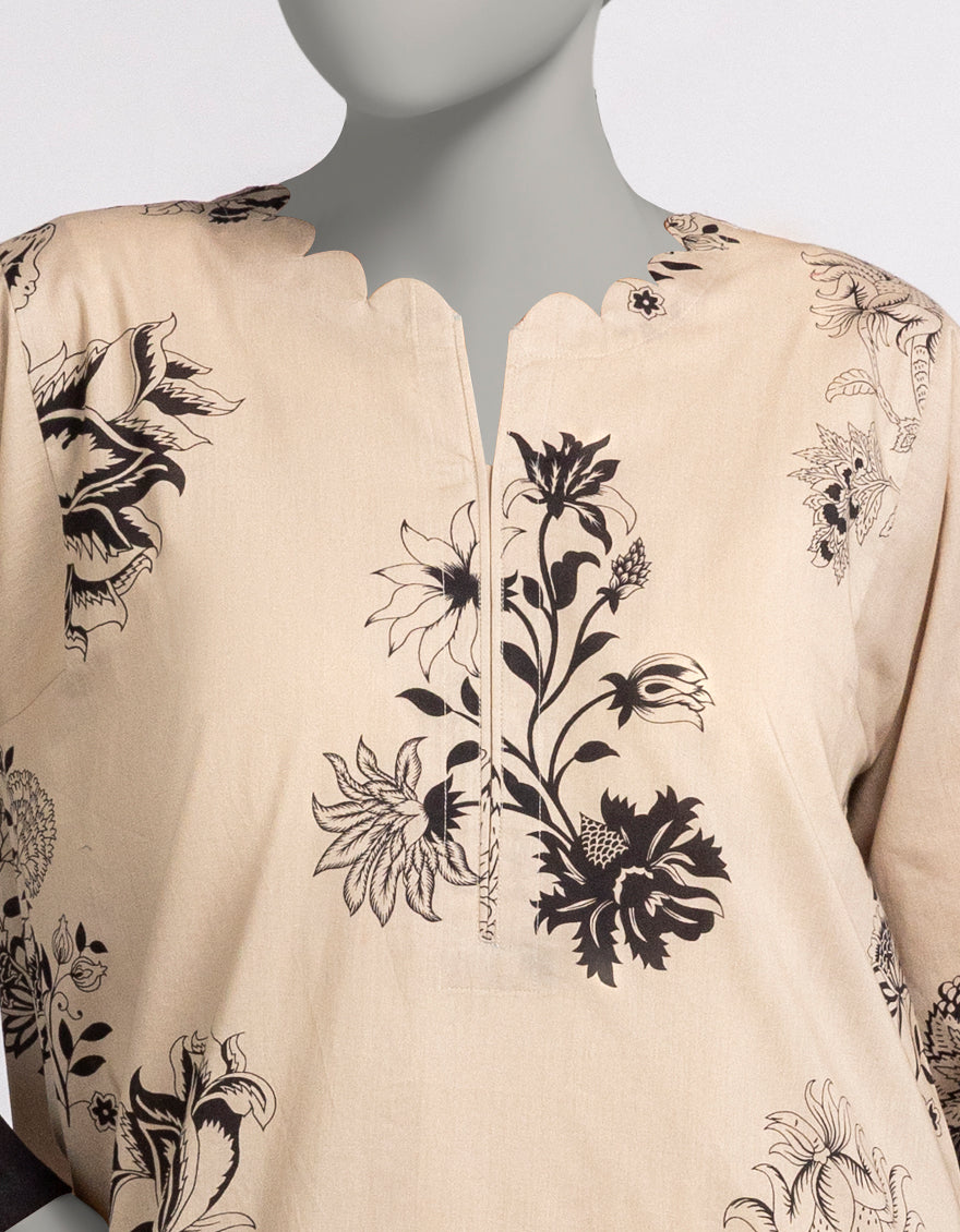 Cambric Beige Kurti - J. Junaid Jamshed