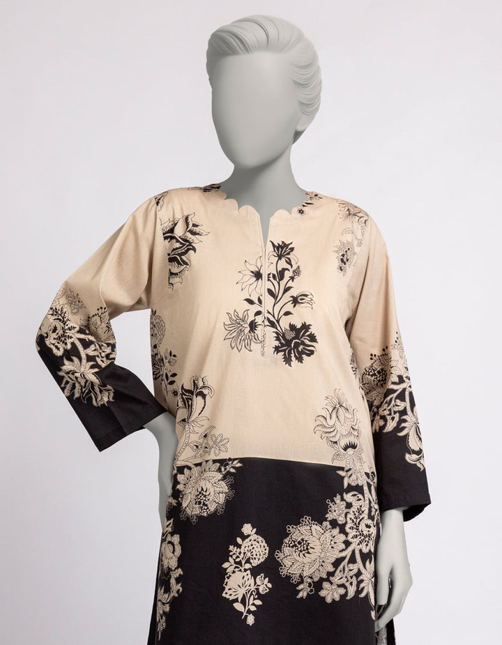 Cambric Beige Kurti - J. Junaid Jamshed