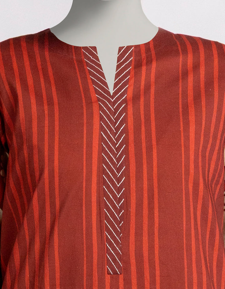 Cambric Maroon Kurti - J. Junaid Jamshed