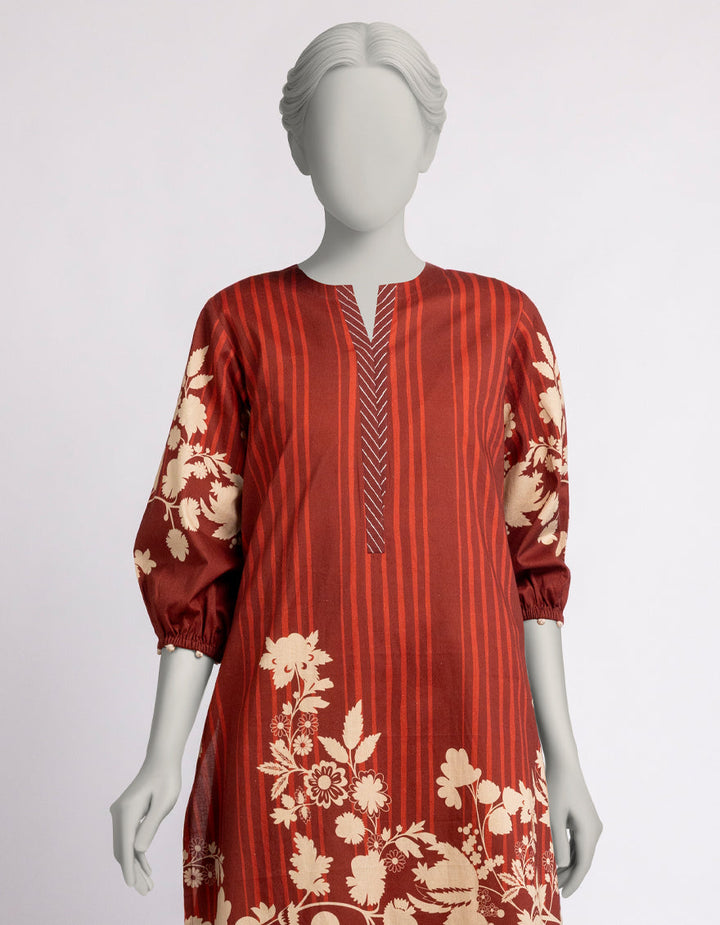 Cambric Maroon Kurti - J. Junaid Jamshed