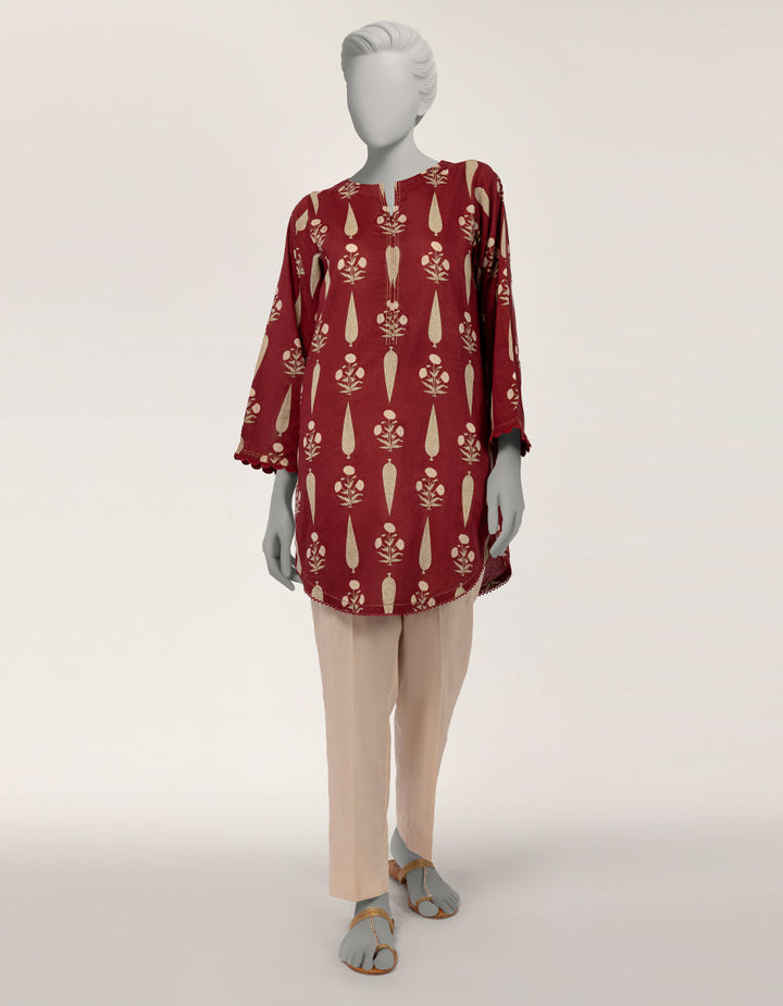 Lawn Maroon Kurti - J. Junaid Jamshed