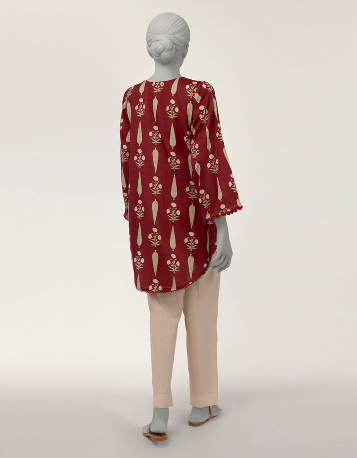 Lawn Maroon Kurti - J. Junaid Jamshed