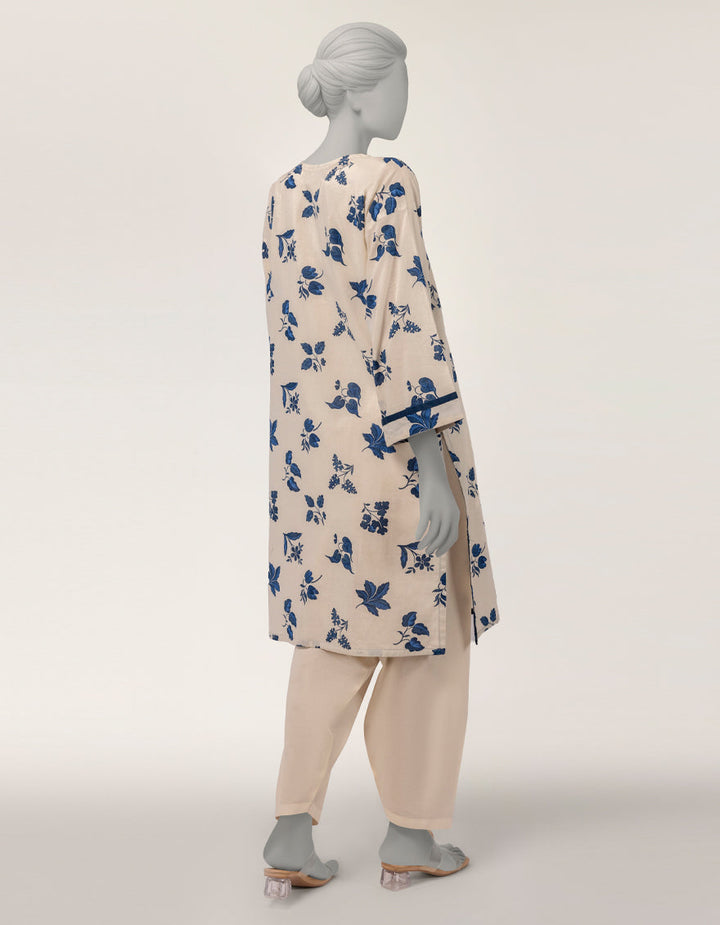 Lawn Off White Kurti - J. Junaid Jamshed