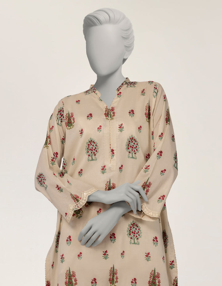 Lawn Beige Kurti - J. Junaid Jamshed