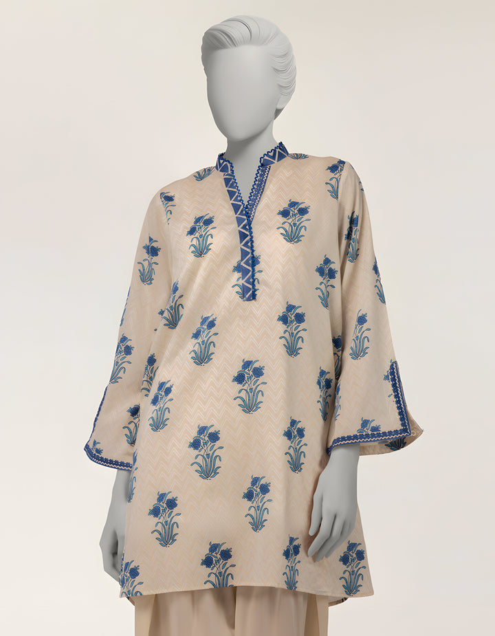 Lawn Beige Kurti - J. Junaid Jamshed