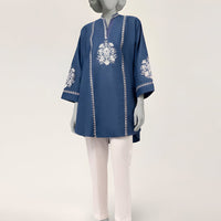 Dobby Blue Kurti - J. Junaid Jamshed