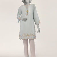Dobby Blue Kurti - J. Junaid Jamshed
