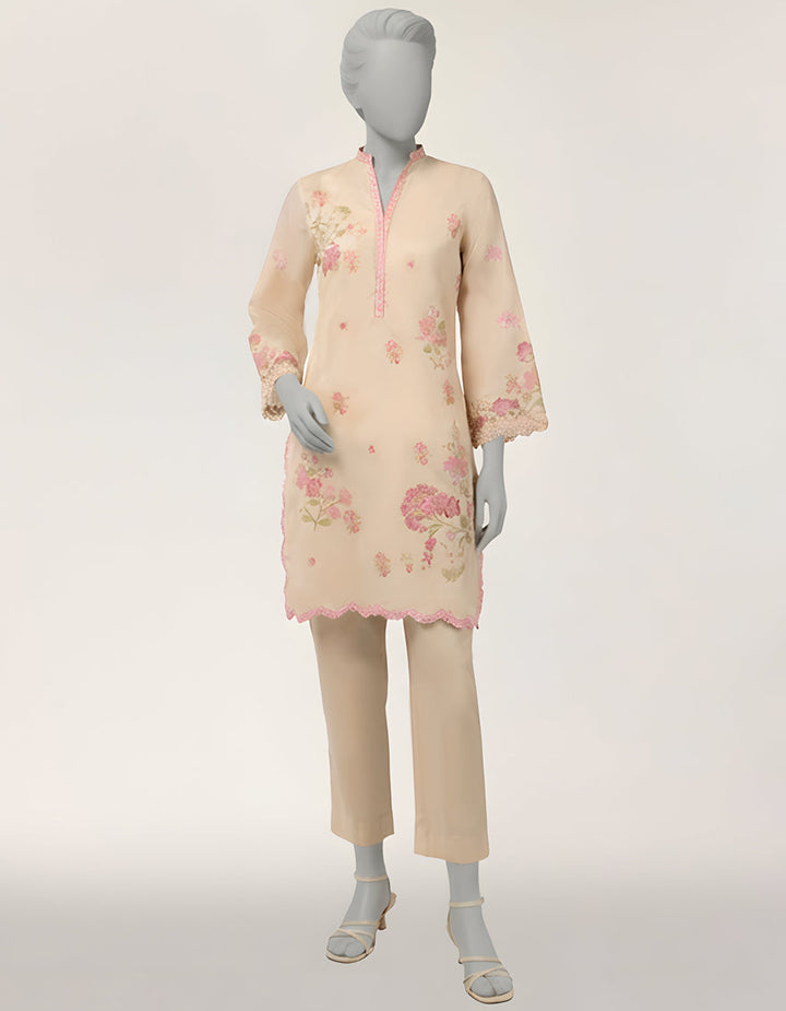 Lawn Beige Kurti - J. Junaid Jamshed