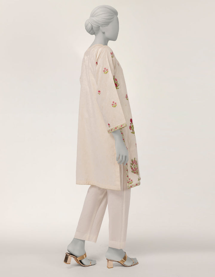Dobby Off White Kurti - J. Junaid Jamshed