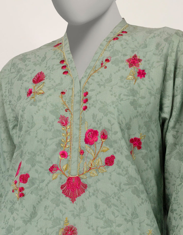Dobby Green Kurti - J. Junaid Jamshed