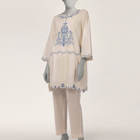 Dobby Off White Kurti - J. Junaid Jamshed