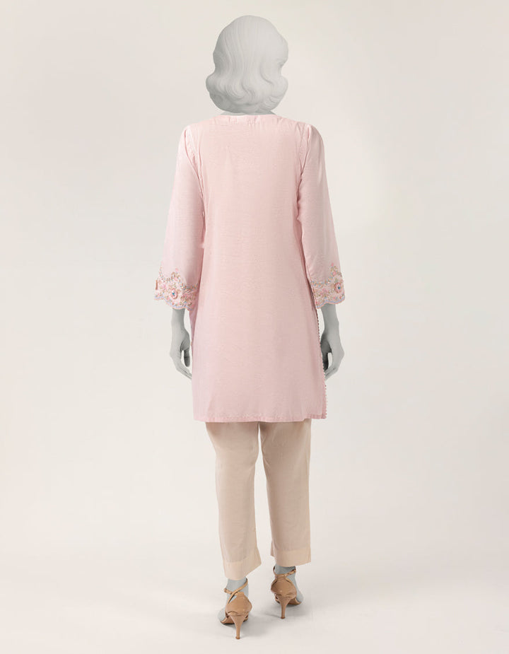 Dobby Pink Kurti - J. Junaid Jamshed