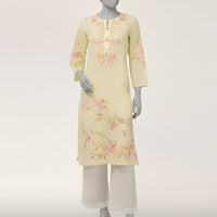 Dobby Yellow Kurti - J. Junaid Jamshed