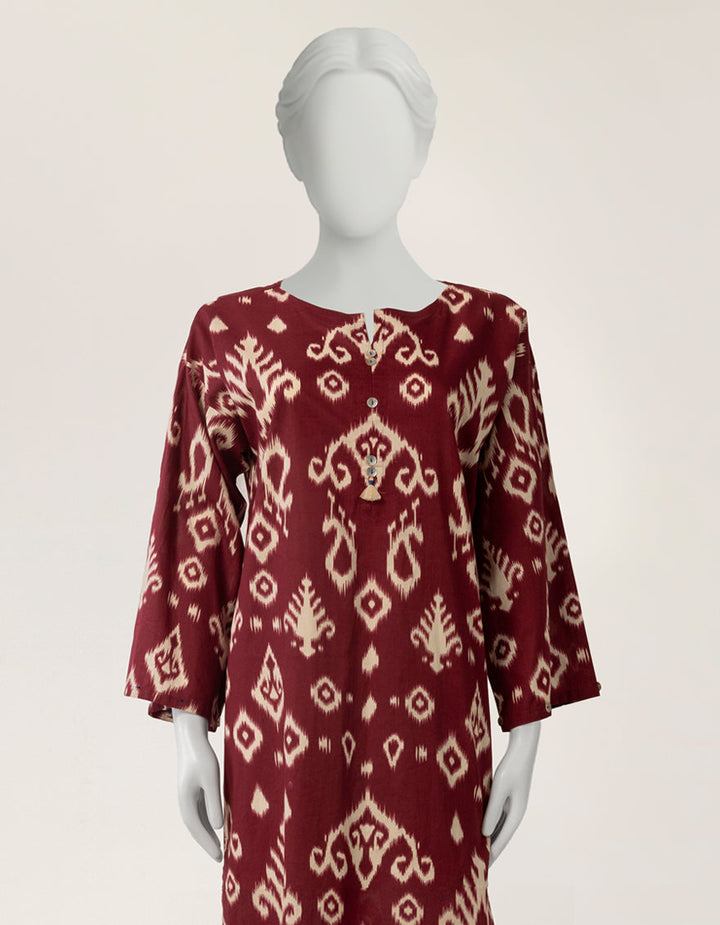 Lawn Maroon Kurti - J. Junaid Jamshed