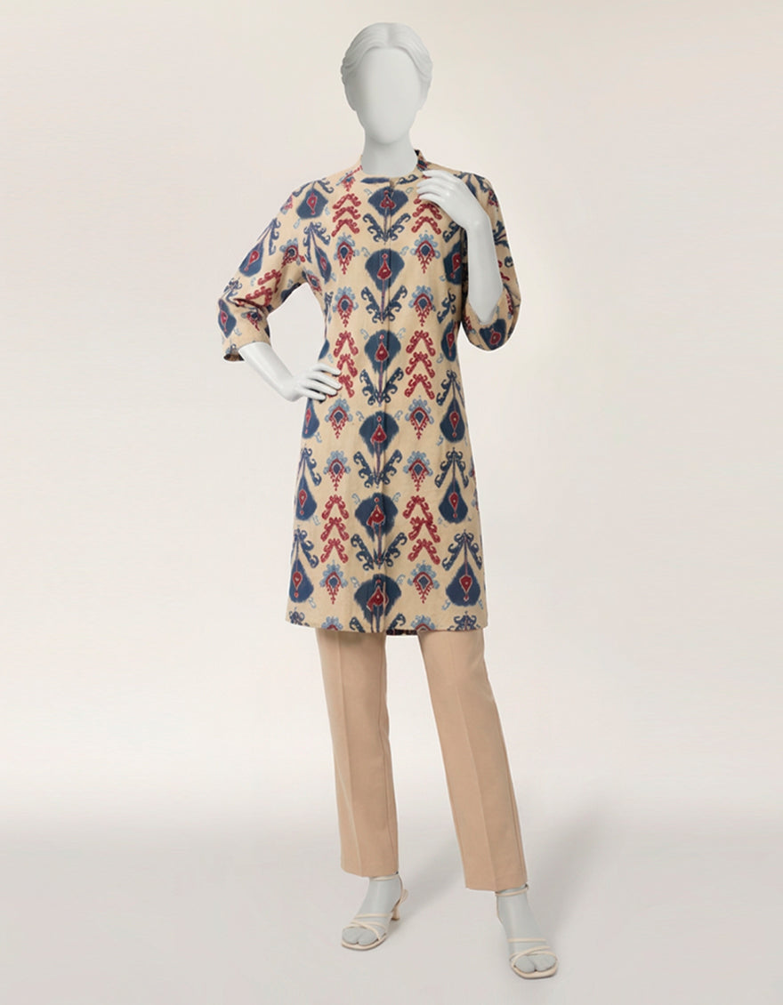 Lawn Beige Kurti - J. Junaid Jamshed