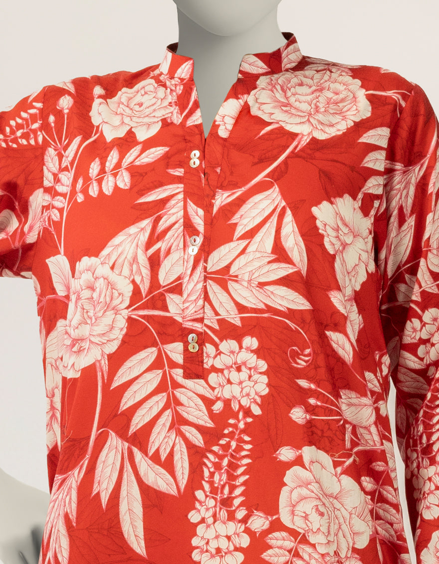 Lawn Red Kurti - J. Junaid Jamshed