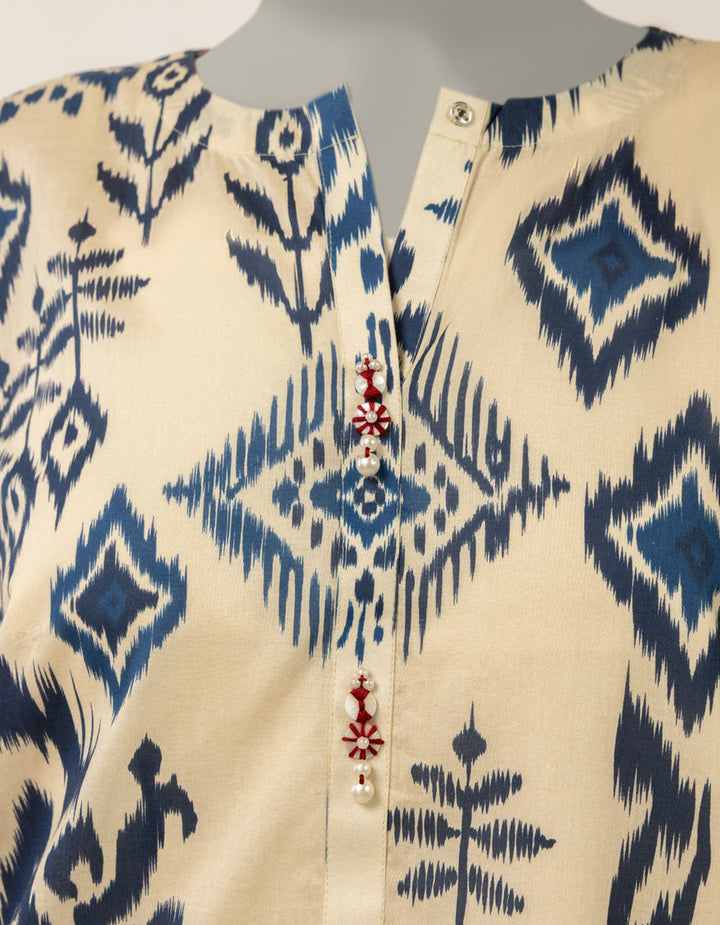 Lawn Beige Kurti - J. Junaid Jamshed