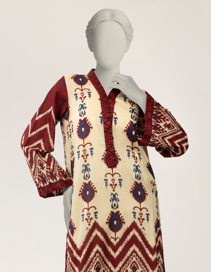 Lawn Off White Kurti - J. Junaid Jamshed