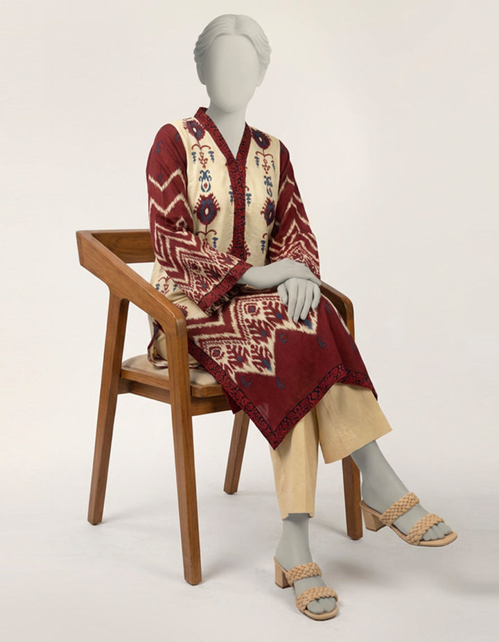 Lawn Off White Kurti - J. Junaid Jamshed