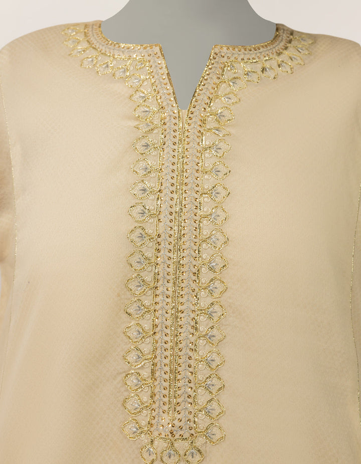 Dobby Off White Kurti - J. Junaid Jamshed