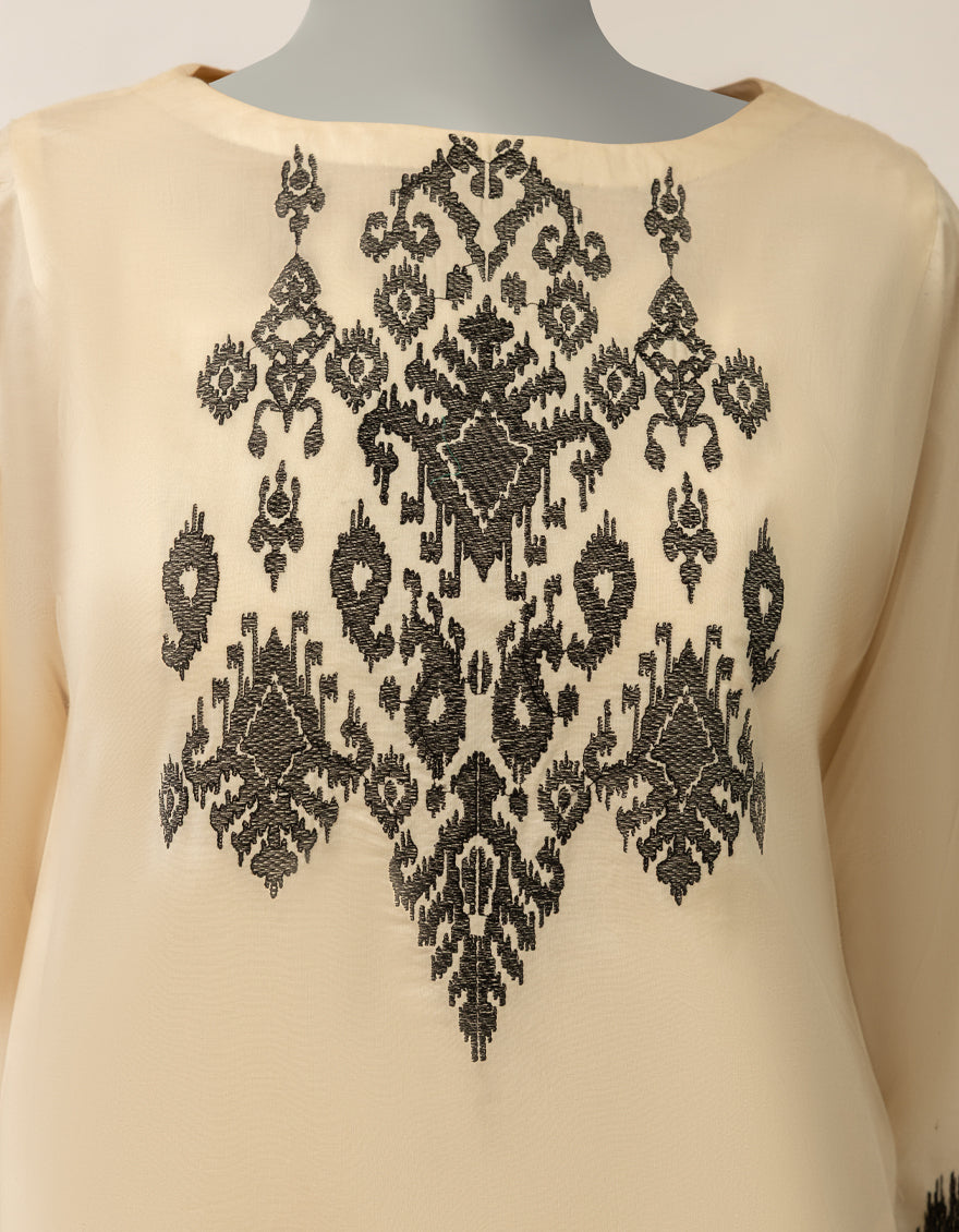 Lawn Off White Kurti - J. Junaid Jamshed