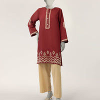 Lawn Maroon Kurti - J. Junaid Jamshed