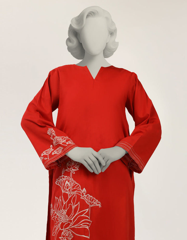 Lawn Red Kurti - J. Junaid Jamshed