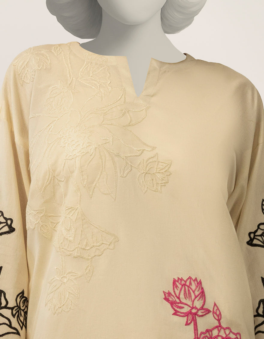 Lawn Off White Kurti - J. Junaid Jamshed