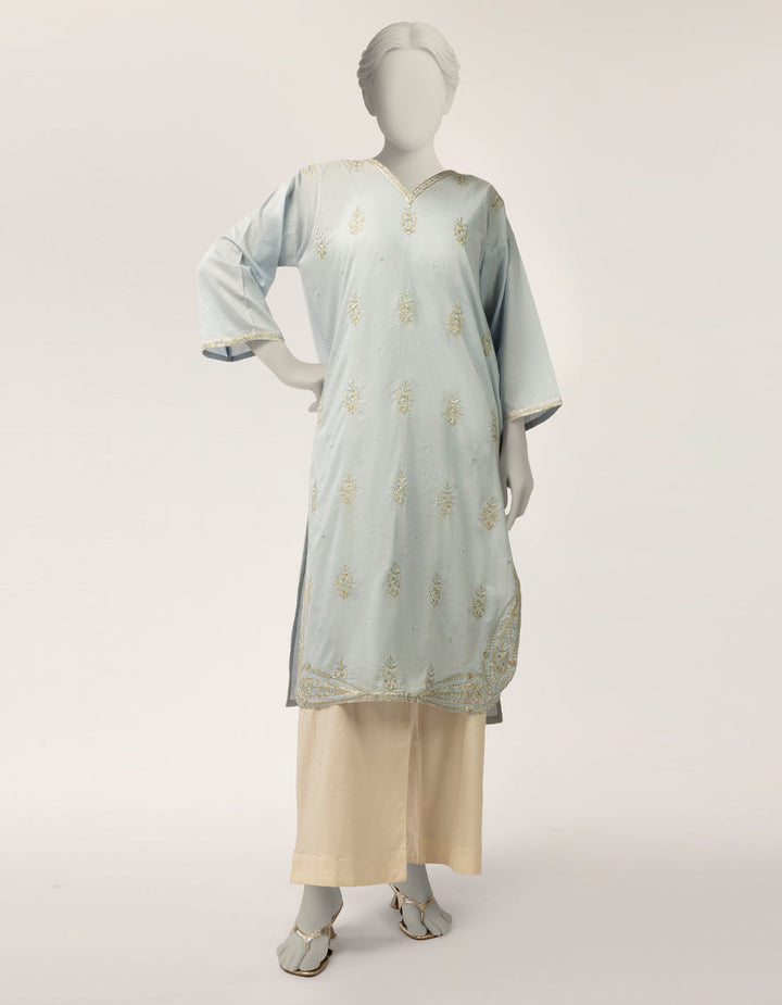 Lawn Sky Blue Kurti - J. Junaid Jamshed