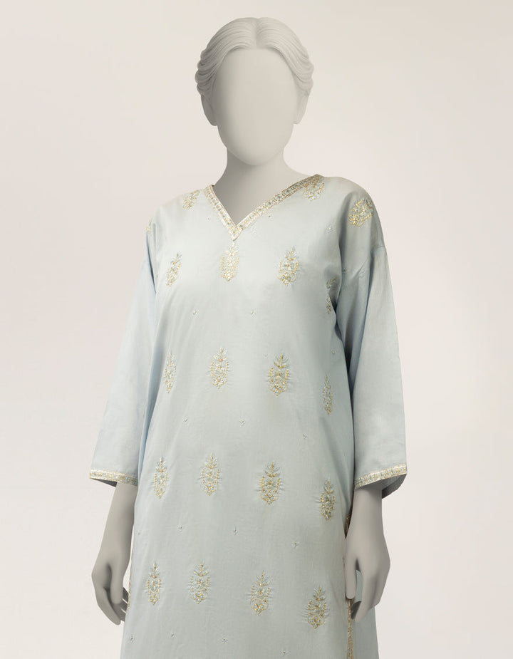 Lawn Sky Blue Kurti - J. Junaid Jamshed