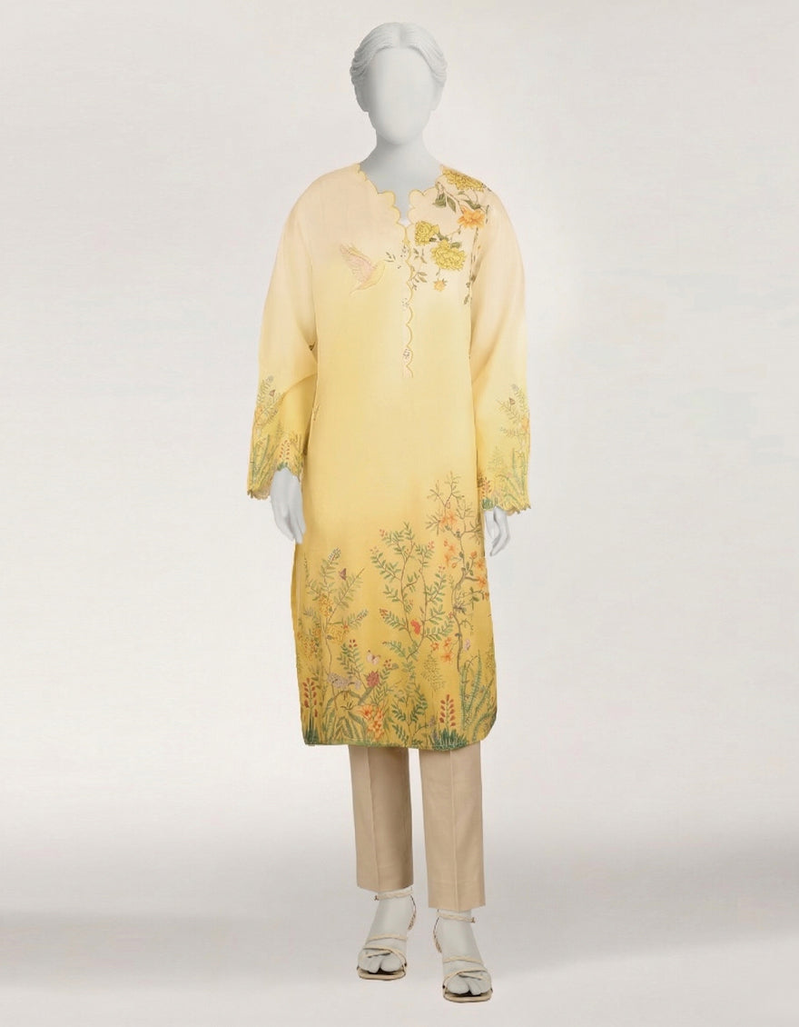 Lawn Yellow Kurti - J. Junaid Jamshed