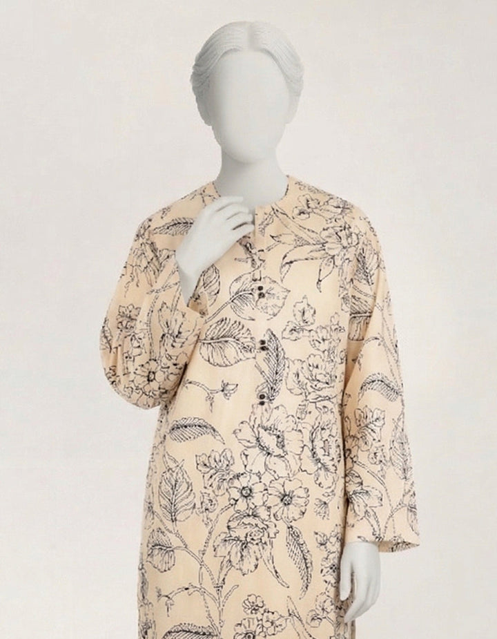 Lawn Beige Kurti - J. Junaid Jamshed