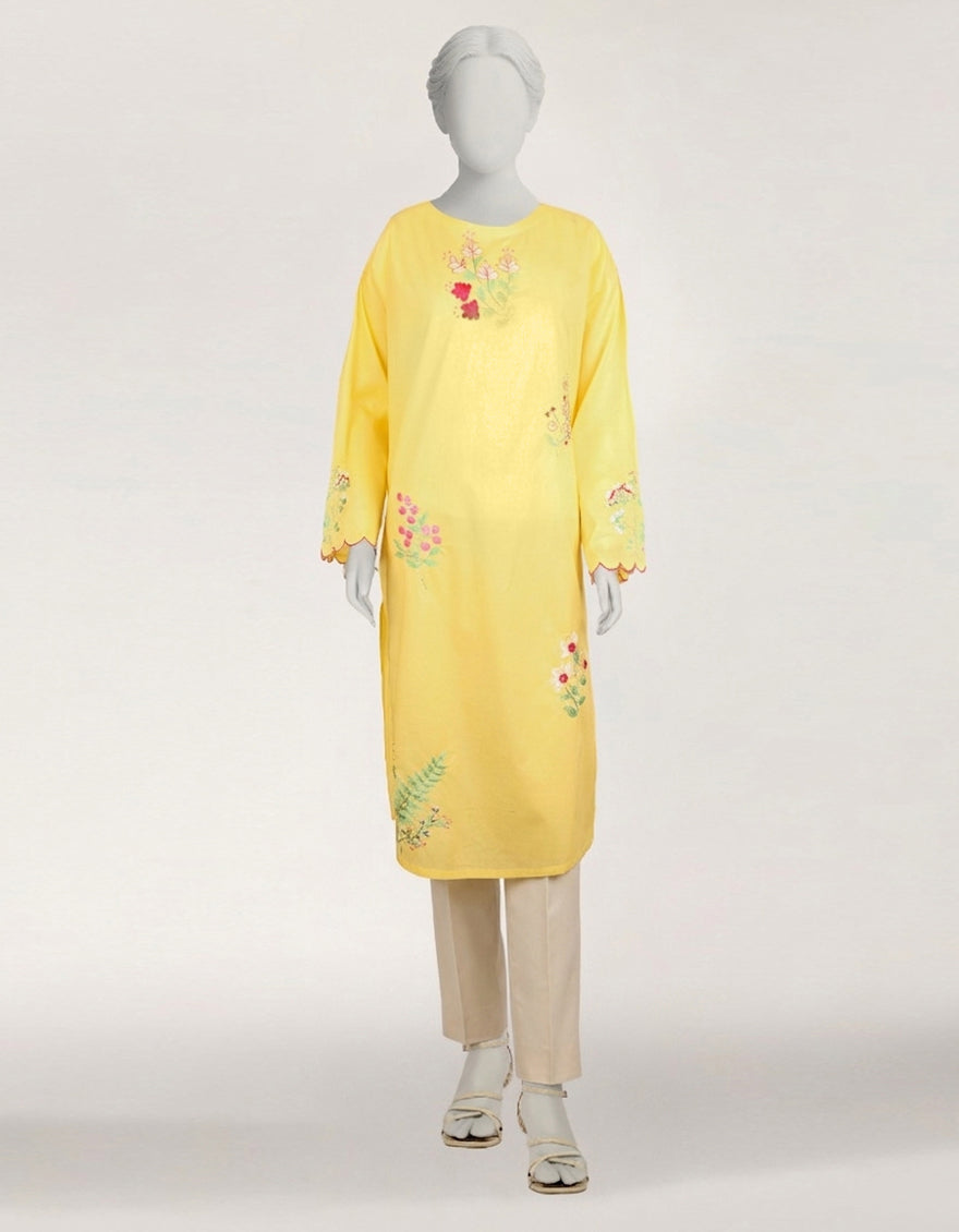 Lawn Yellow Kurti - J. Junaid Jamshed