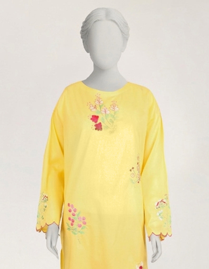 Lawn Yellow Kurti - J. Junaid Jamshed
