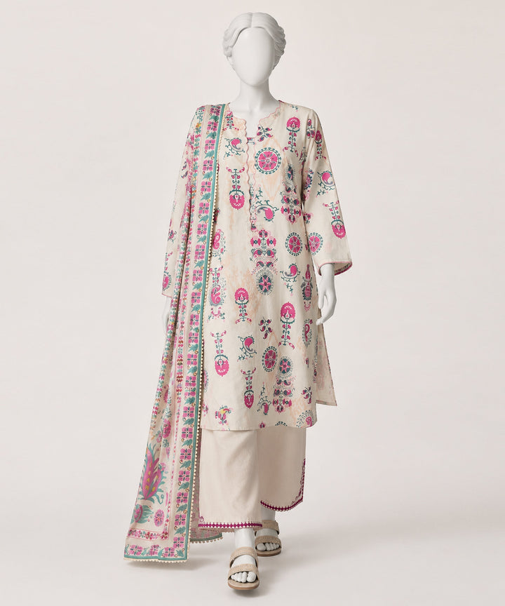 Lawn Beige Kurti - J. Junaid Jamshed