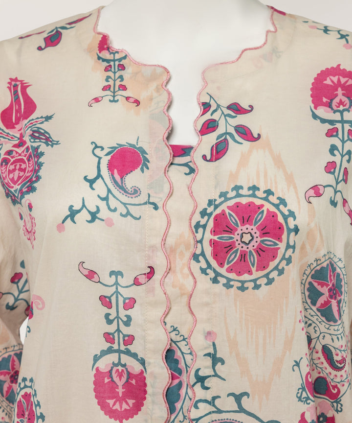 Lawn Beige Kurti - J. Junaid Jamshed